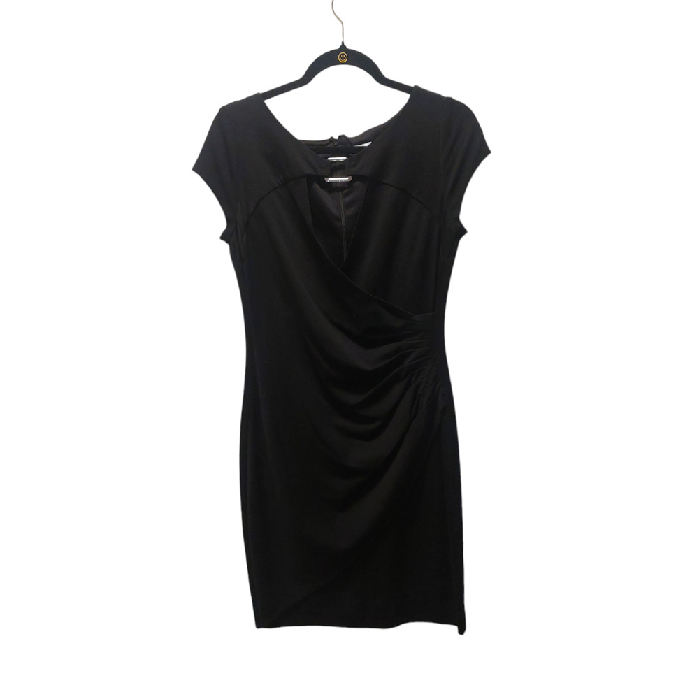 Vintage CACHE Little Black Cocktail Dress Surplice Wrap Y2K Size 10 M